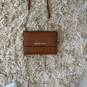 Michael Kors Brown Crossbody Bag with Gold Chain